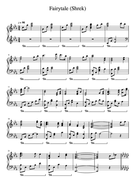 Partitura da música Shrek (Fairytale)