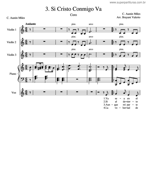 Partitura da música Si Cristo Conmigo Va