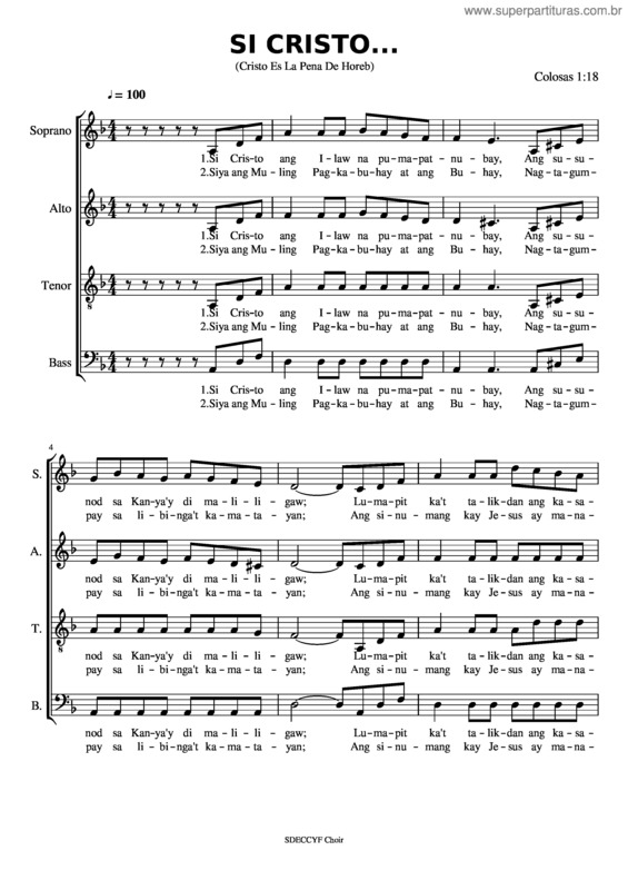Partitura da música Si Cristo