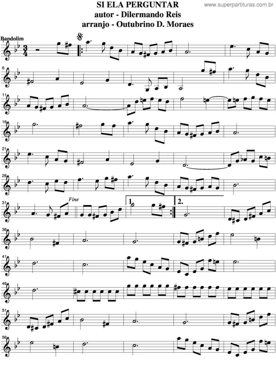 Partitura da música Si Ela Perguntar v.2