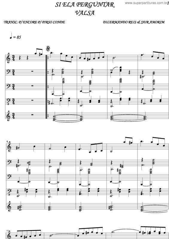 Partitura da música Si Ela Perguntar v.3