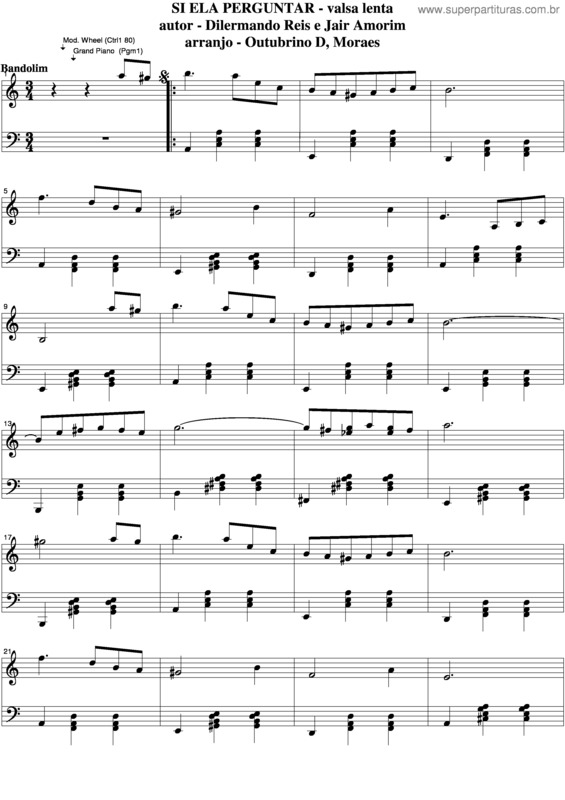 Partitura da música Si Ela Perguntar v.6