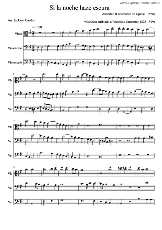 Partitura da música Si La Noche Haze Escura 123
