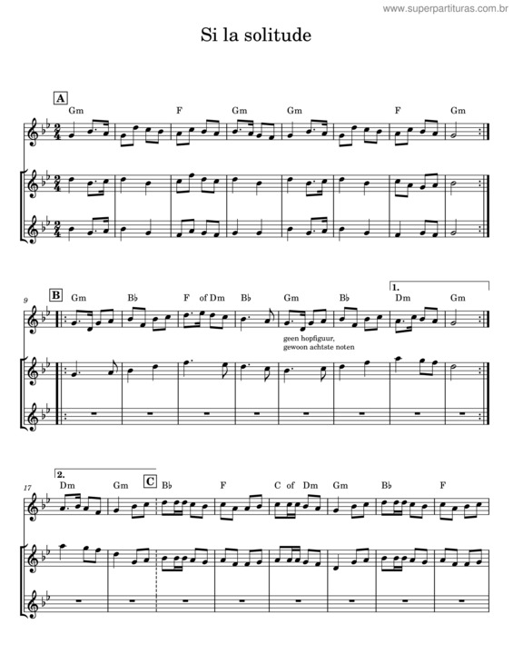 Partitura da música Si La Solitude