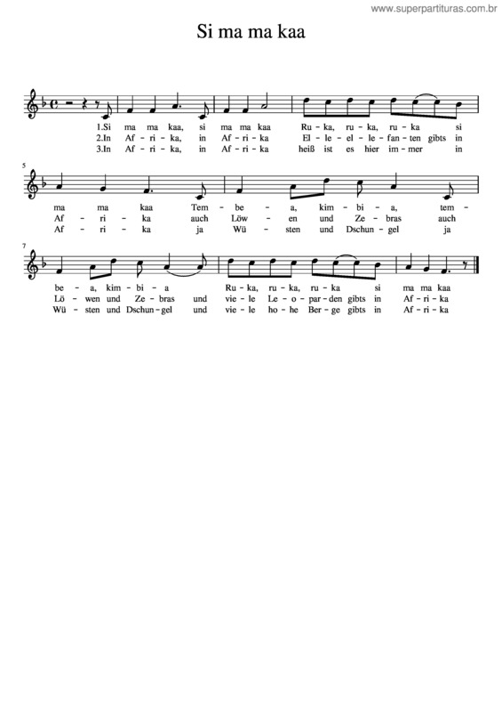 Partitura da música Si Ma Ma Kaa