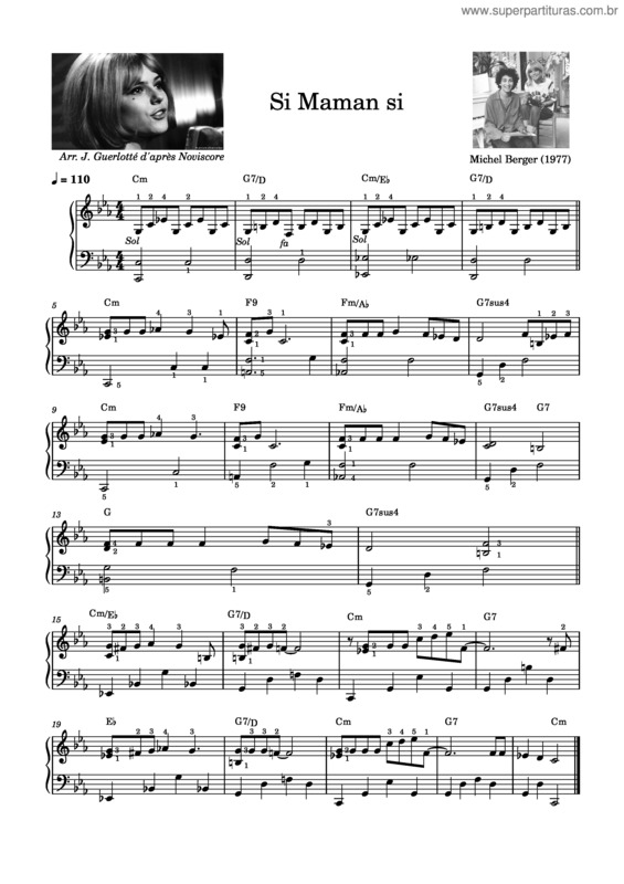 Partitura da música Si Maman Si – Michel Berger
