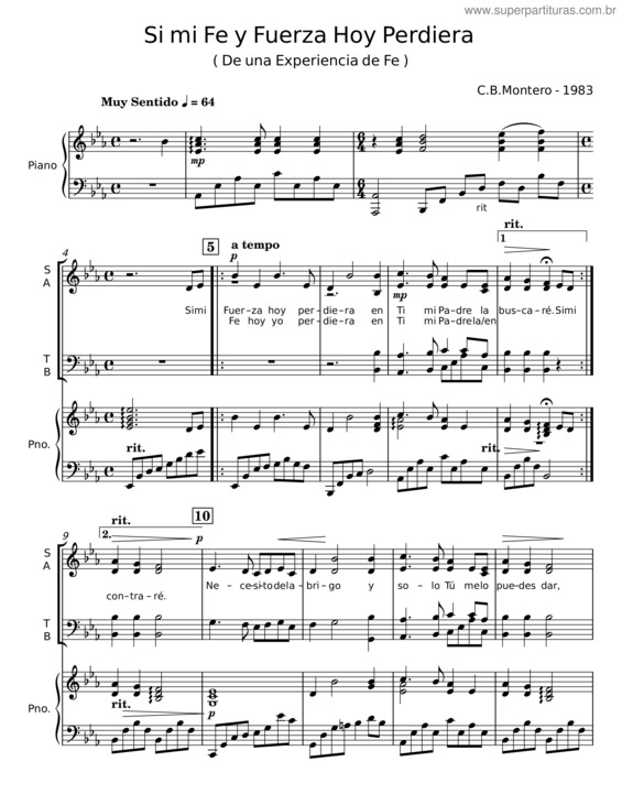 Partitura da música Si Mi Fe Y Fuerza Hoy Perdiera
