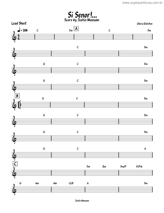 Partitura da música Si Senor!... – Gloria Estefan Si Senor