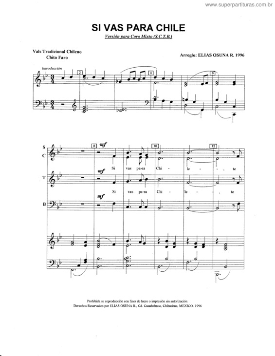 Partitura da música Si Vas Para Chile v.2