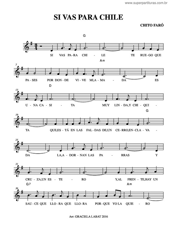 Partitura da música Si Vas Para Chile