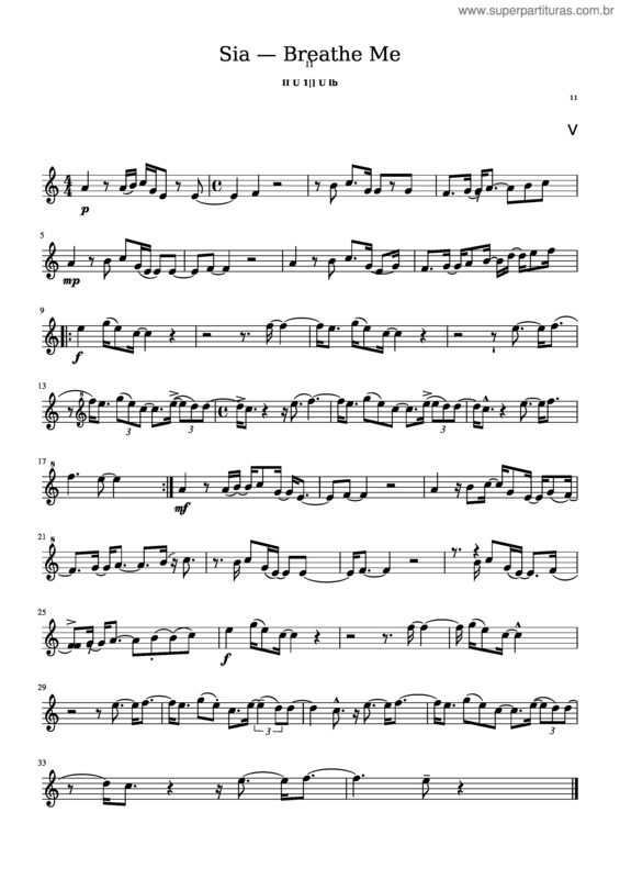 Partitura da música Sia Breathe Me 1