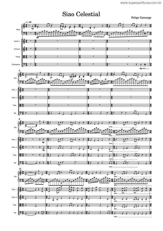 Partitura da música Siao Celestial