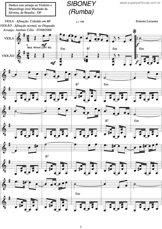 Partitura da música Siboney v.3