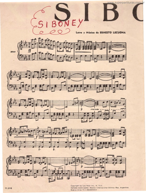 Partitura da música Siboney v.4