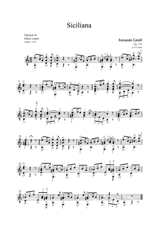 Partitura da música Siciliana Op. 270