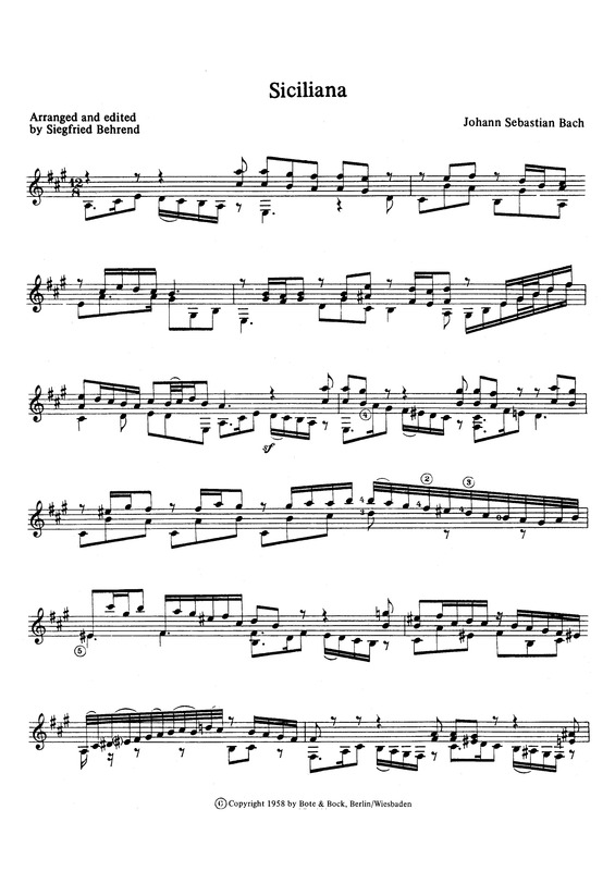 Partitura da música Siciliana