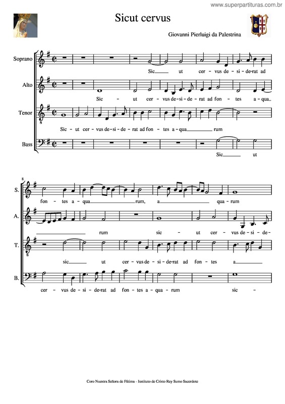 Partitura da música Sicut Cervus – Palestrina