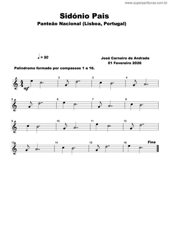 Partitura da música Sidónio Pais