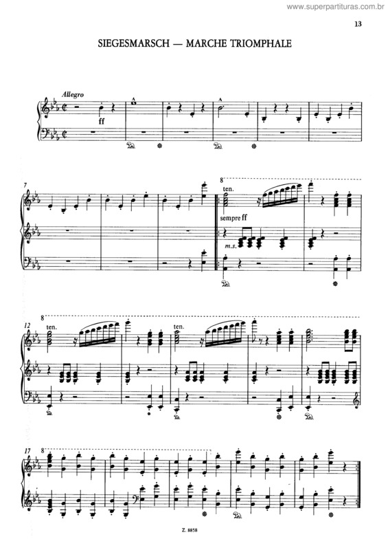 Partitura da música Siegesmarsch. Marche triomphale