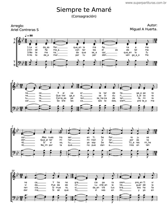 Partitura da música Siempre Te Amaré