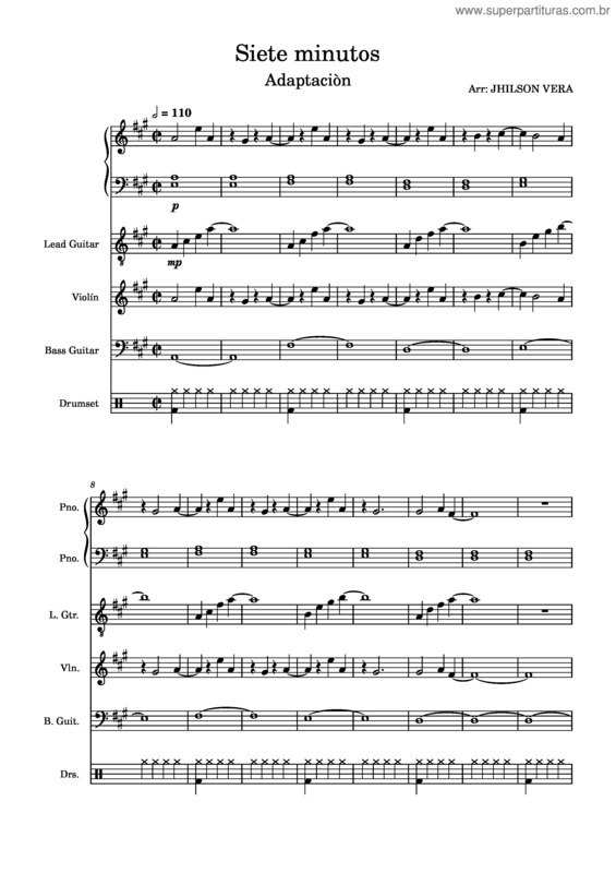 Partitura da música Siete Minutos