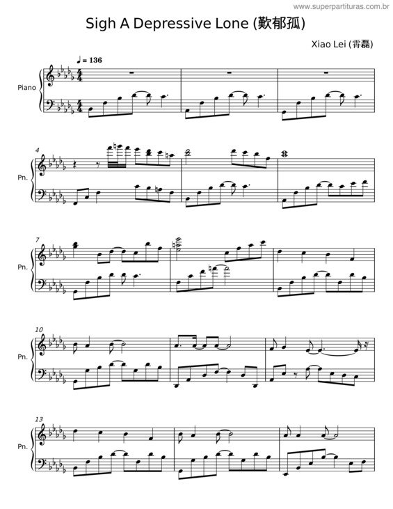 Partitura da música Sigh A Depressive Lone – Xiao Lei