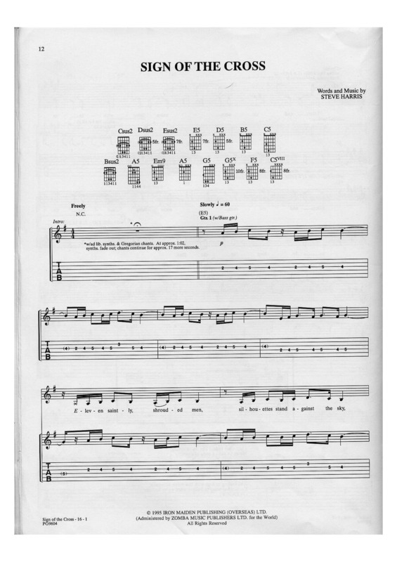 Partitura da música Sign Of The Cross