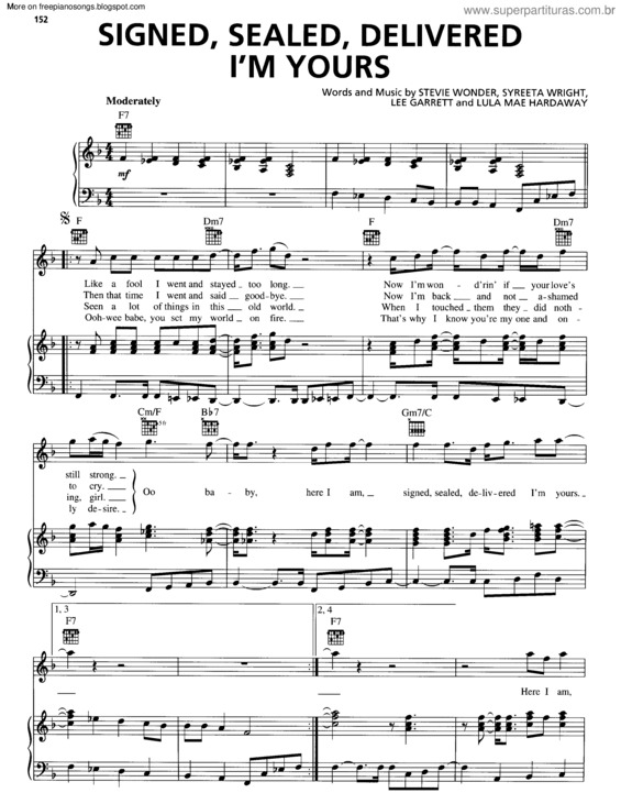 Partitura da música Signed Sealed Delivered