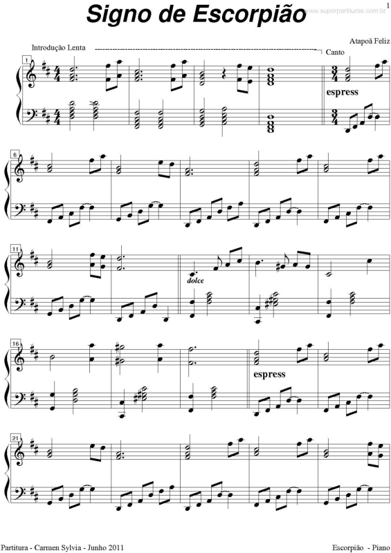 Partitura da música Signo de Escorpião