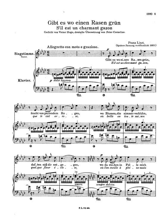 Partitura da música Sil Est Un Charmant Gazon S.284