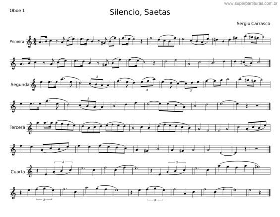 Partitura da música Silencio, Saetas – Sergio Carrasco