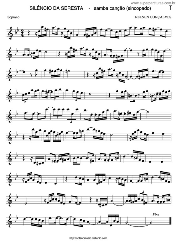 Partitura da música Silêncio da Seresta