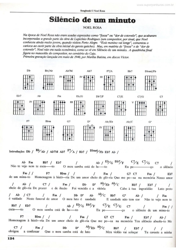 Partitura da música Silêncio de um Minuto