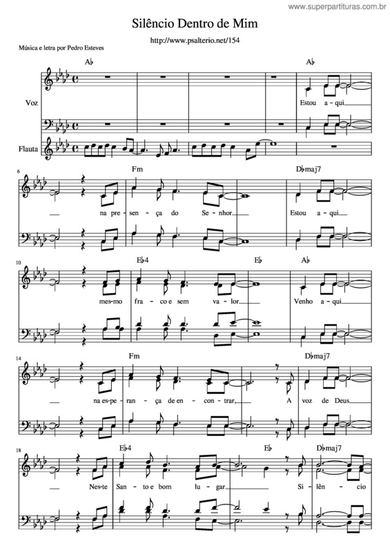Partitura da música Silêncio Dentro De Mim