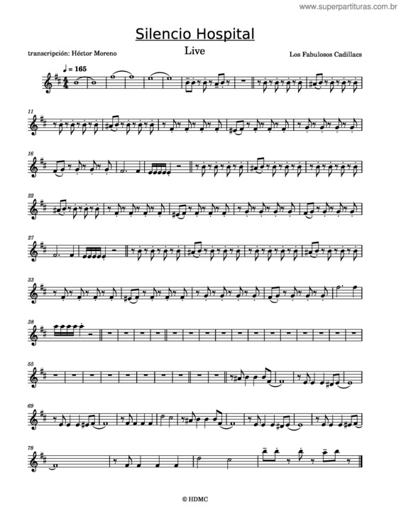 Partitura da música Silencio Hospital – Los Fabulosos Cadillacs Silencio Hospital