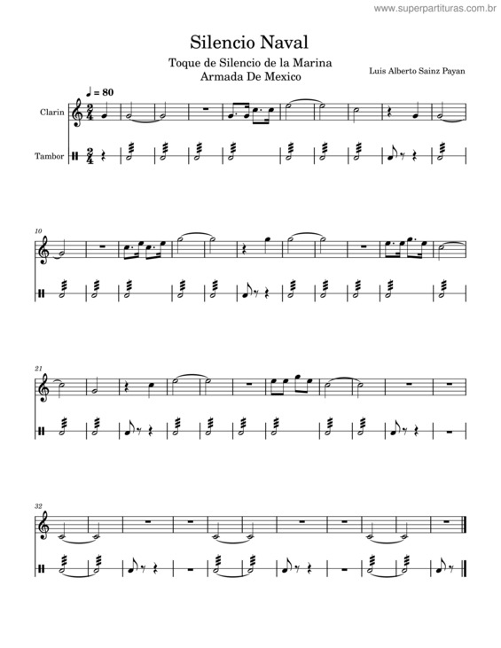 Partitura da música Silencio Naval
