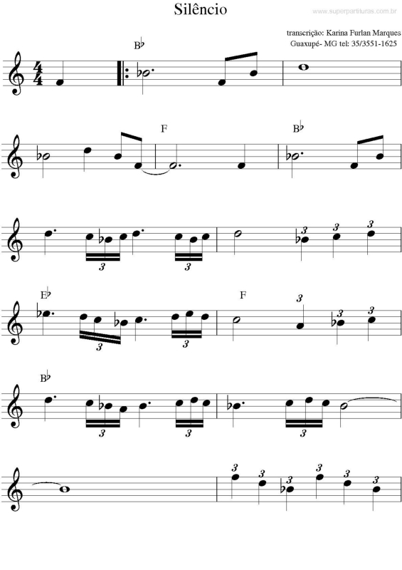 Partitura da música Silêncio