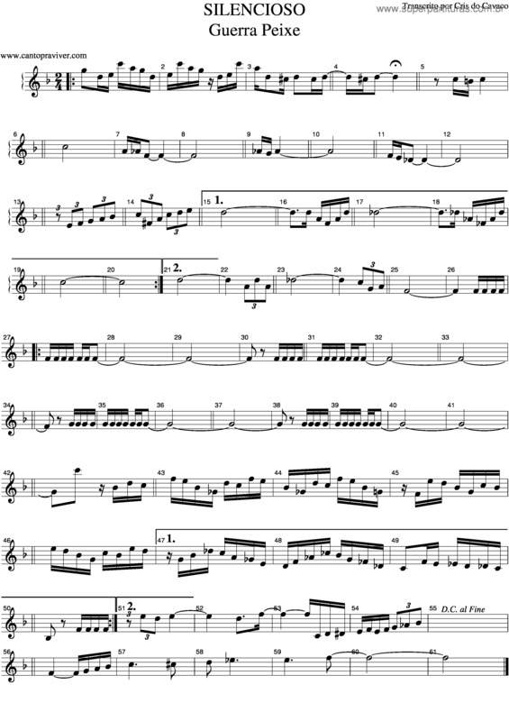 Partitura da música Silencioso