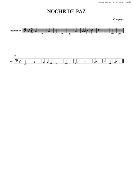 Partitura da música Silent Night – Misc Christmas Noche De Paz Cello