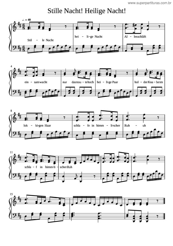 Partitura da música Silent Night – Noche De Paz – Piano