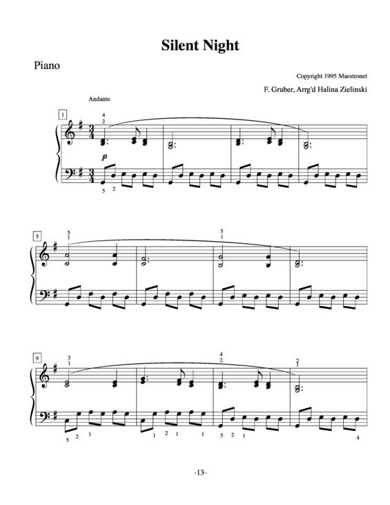 Partitura da música Silent Night v.2