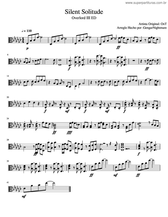 Partitura da música Silent Solitude Viola