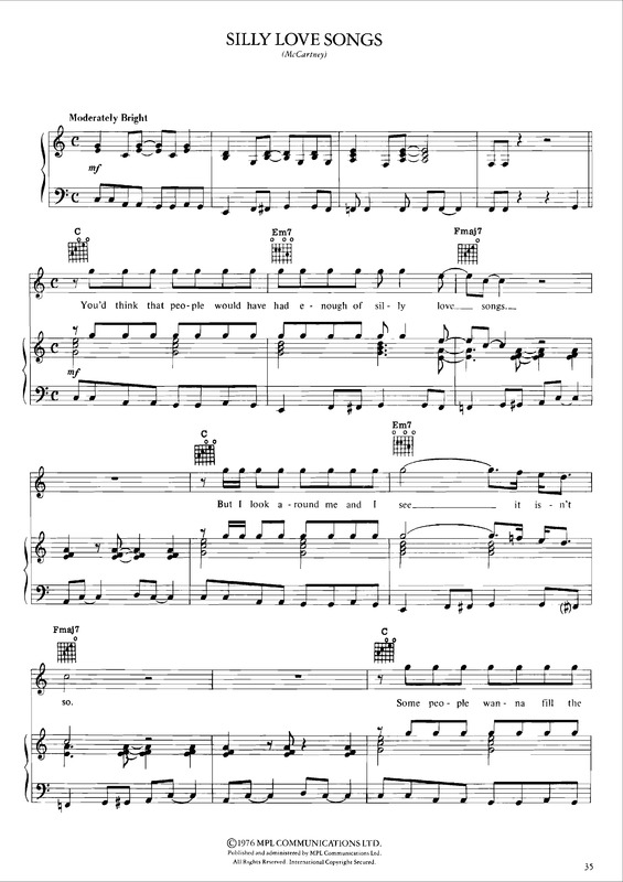 Partitura da música Silly Love Songs v.3