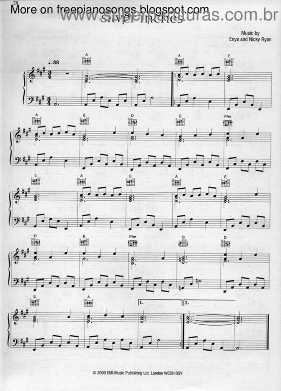 Partitura da música Silver Inches v.3