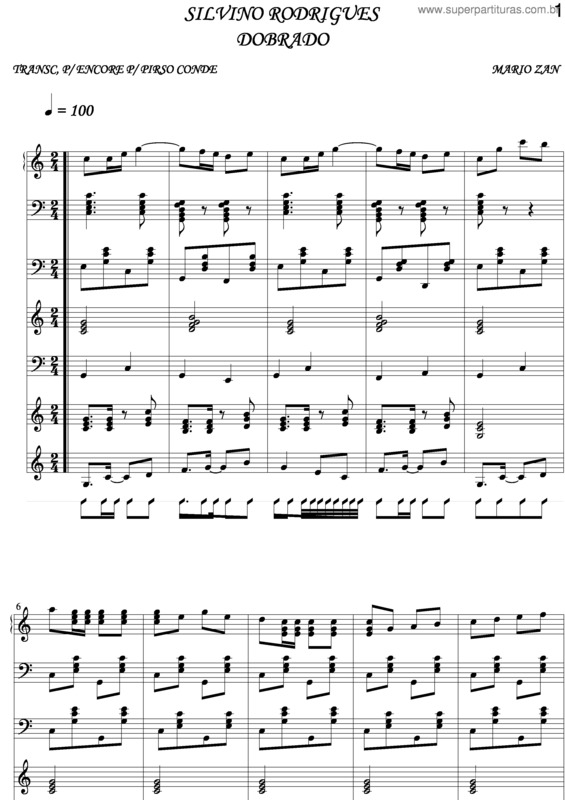 Partitura da música Silvino Rodrigues v.3