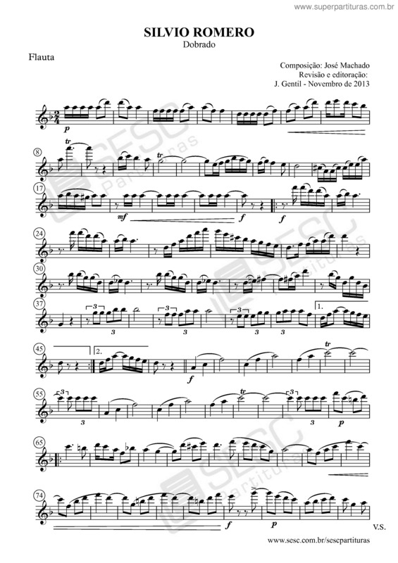 Partitura da música Silvio Romero v.2