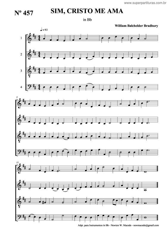 Partitura da música Sim, Cristo Me Ama v.2