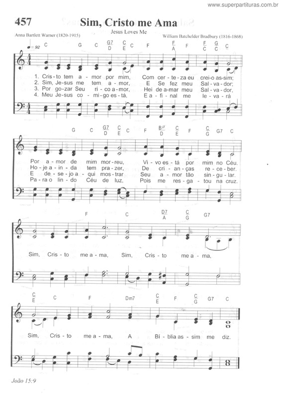 Partitura da música Sim, Cristo Me Ama