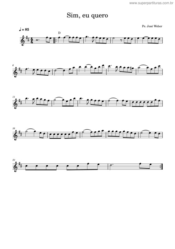 Partitura da música Sim, Eu Quero