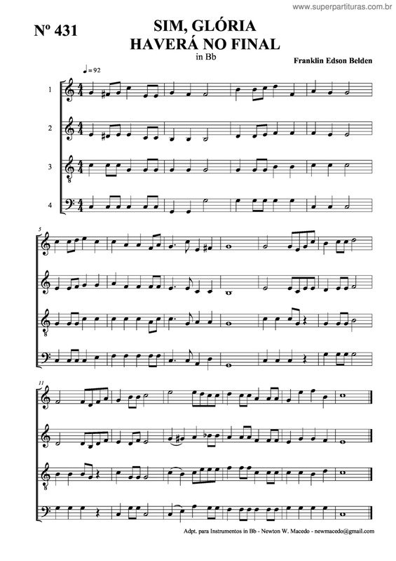 Partitura da música Sim, Glória Haverá No Final v.2